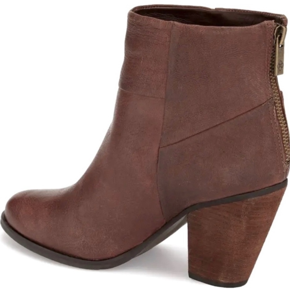 Brown Leather Ankle Bootie Heeled Boot